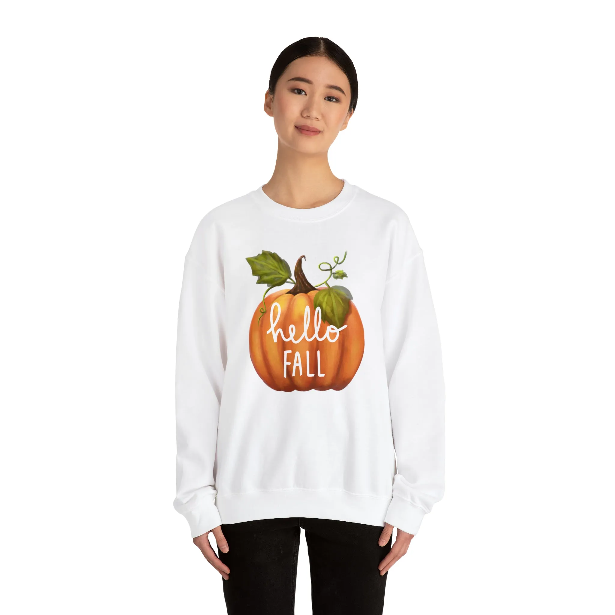 Hello Fall Sweatshirt, Autumn Pumpkin Shirt , Happy Pumpkin Sweatshirt, Womens Fall Season Shirt, Fall Unisex Heavy Blend