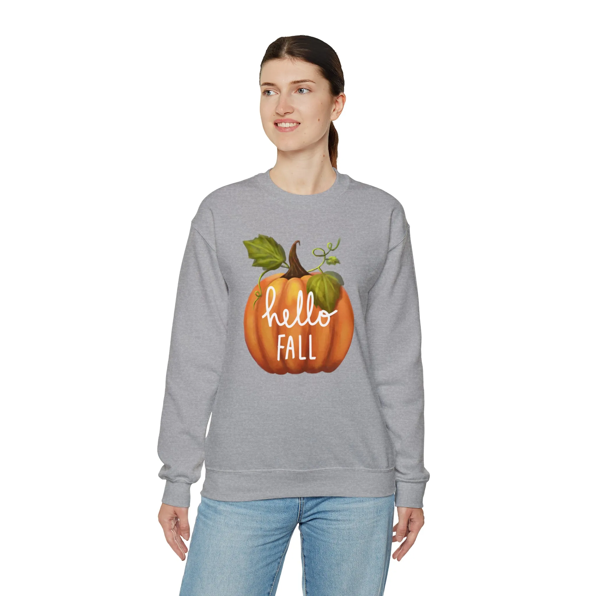 Hello Fall Sweatshirt, Autumn Pumpkin Shirt , Happy Pumpkin Sweatshirt, Womens Fall Season Shirt, Fall Unisex Heavy Blend