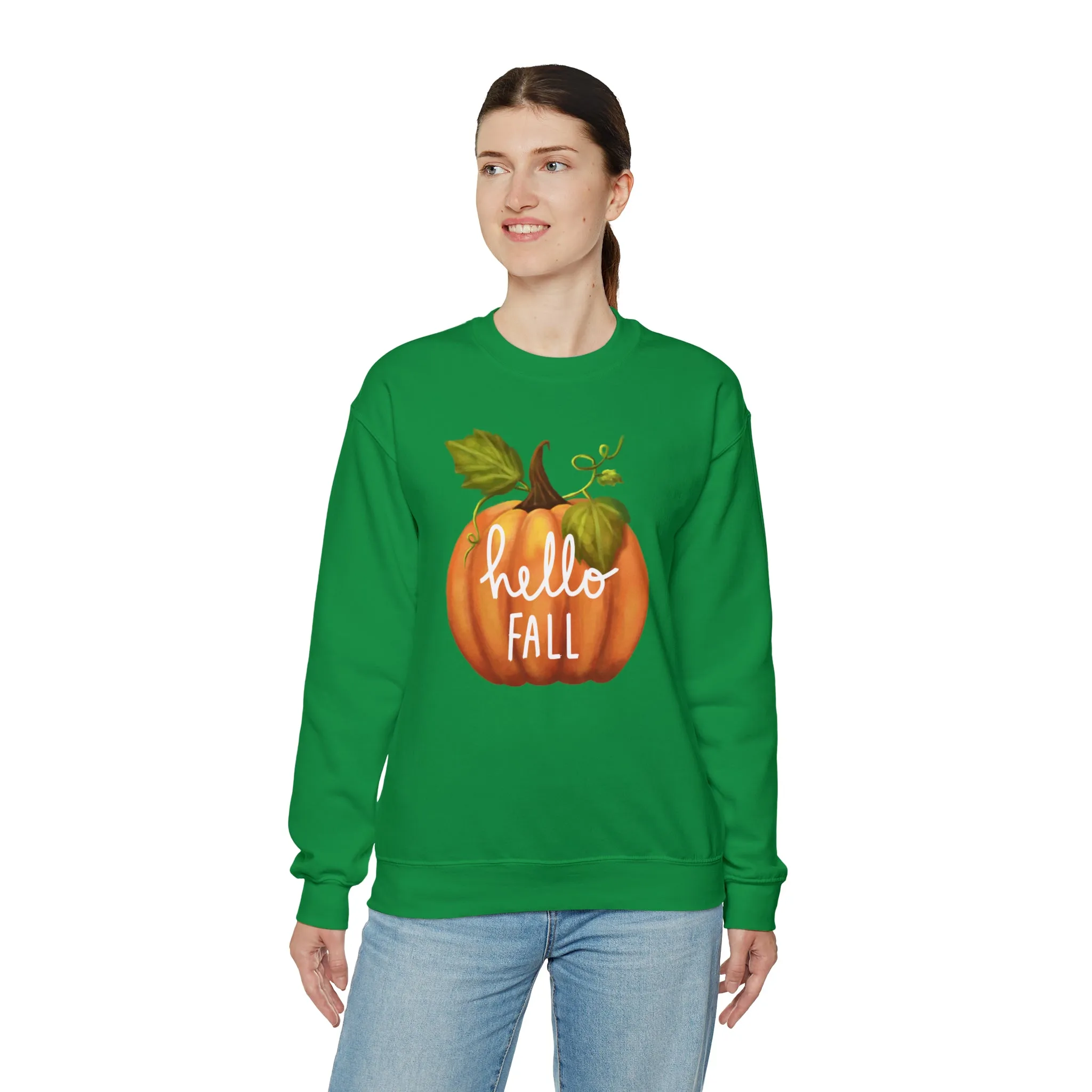 Hello Fall Sweatshirt, Autumn Pumpkin Shirt , Happy Pumpkin Sweatshirt, Womens Fall Season Shirt, Fall Unisex Heavy Blend
