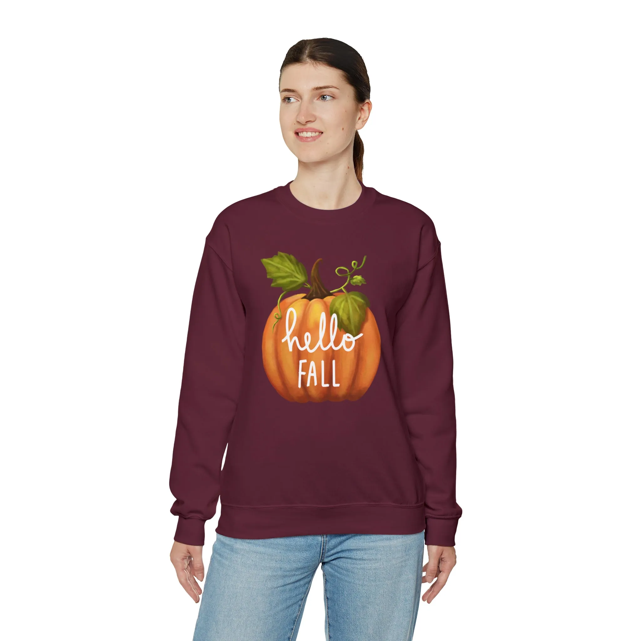 Hello Fall Sweatshirt, Autumn Pumpkin Shirt , Happy Pumpkin Sweatshirt, Womens Fall Season Shirt, Fall Unisex Heavy Blend