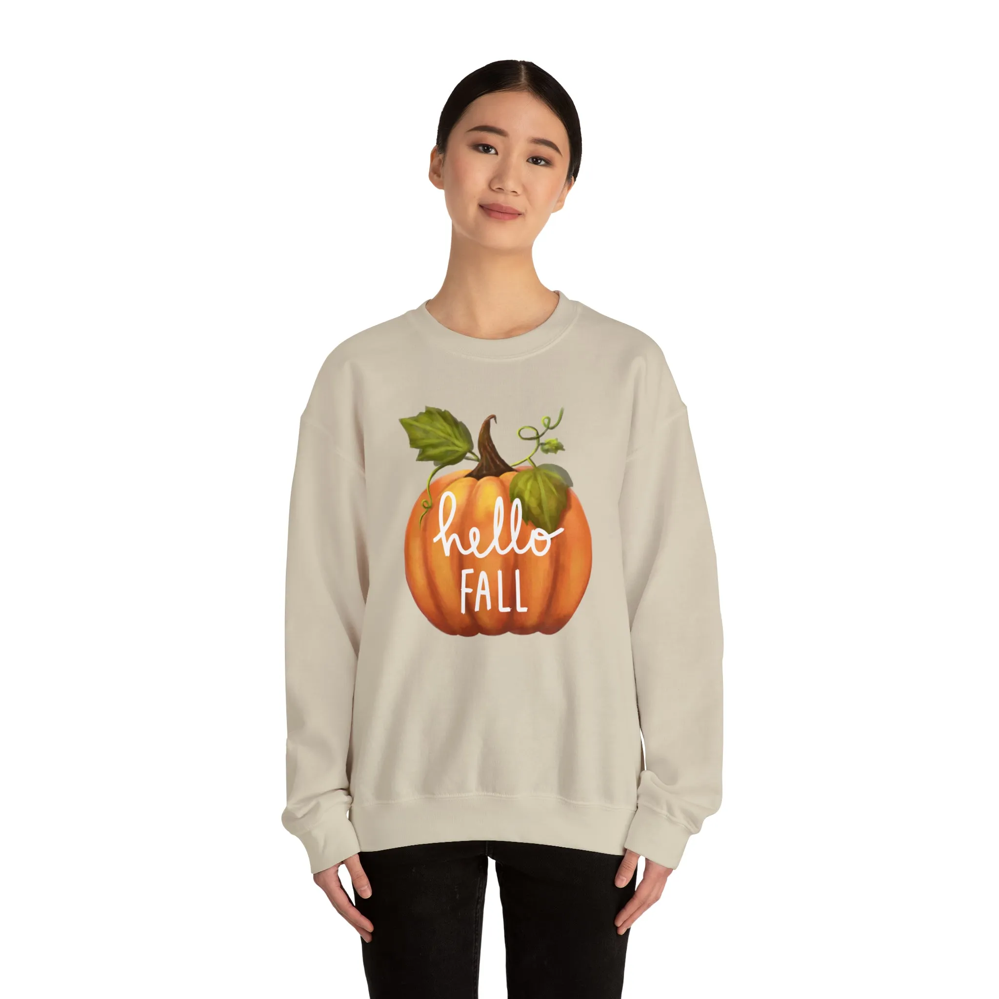 Hello Fall Sweatshirt, Autumn Pumpkin Shirt , Happy Pumpkin Sweatshirt, Womens Fall Season Shirt, Fall Unisex Heavy Blend