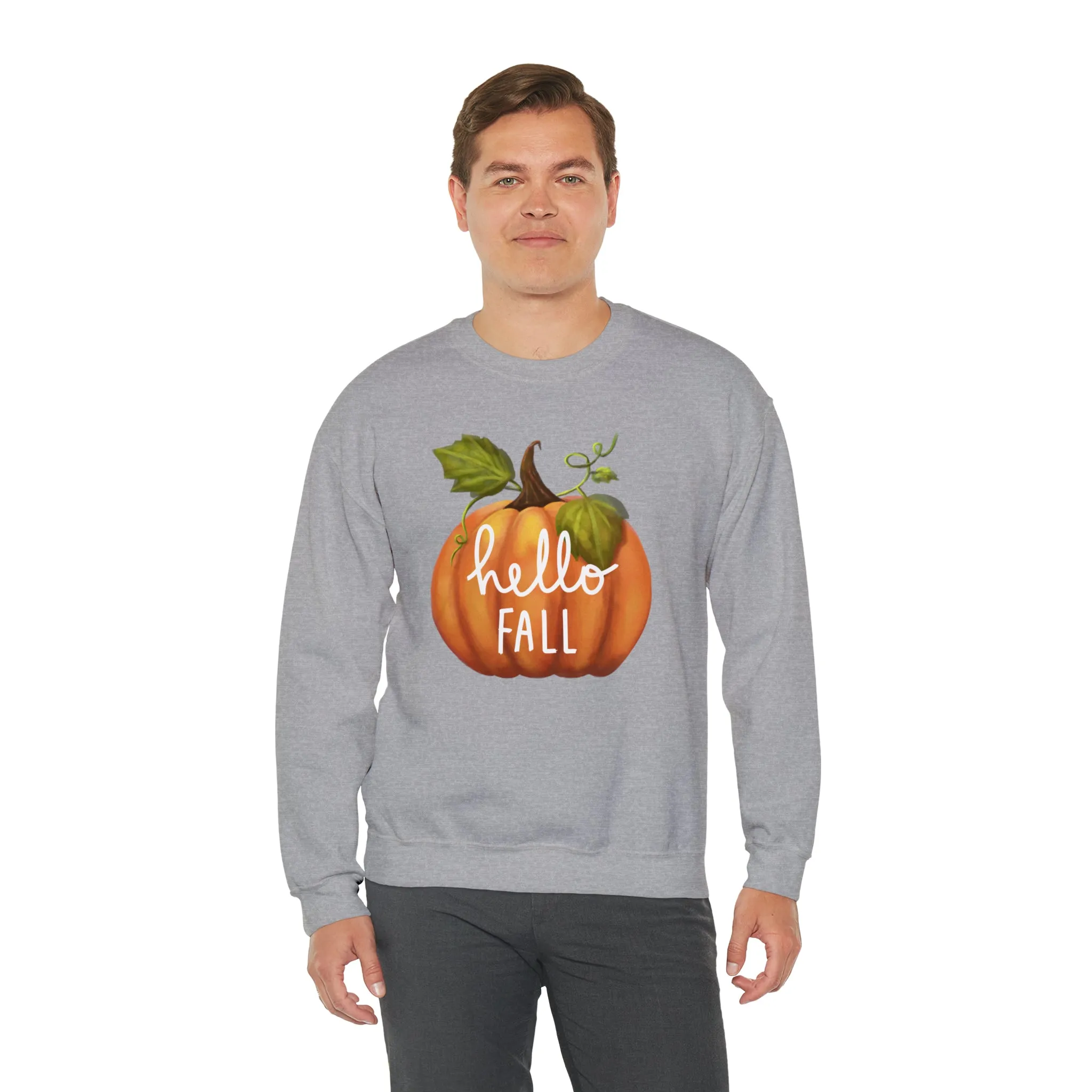 Hello Fall Sweatshirt, Autumn Pumpkin Shirt , Happy Pumpkin Sweatshirt, Womens Fall Season Shirt, Fall Unisex Heavy Blend
