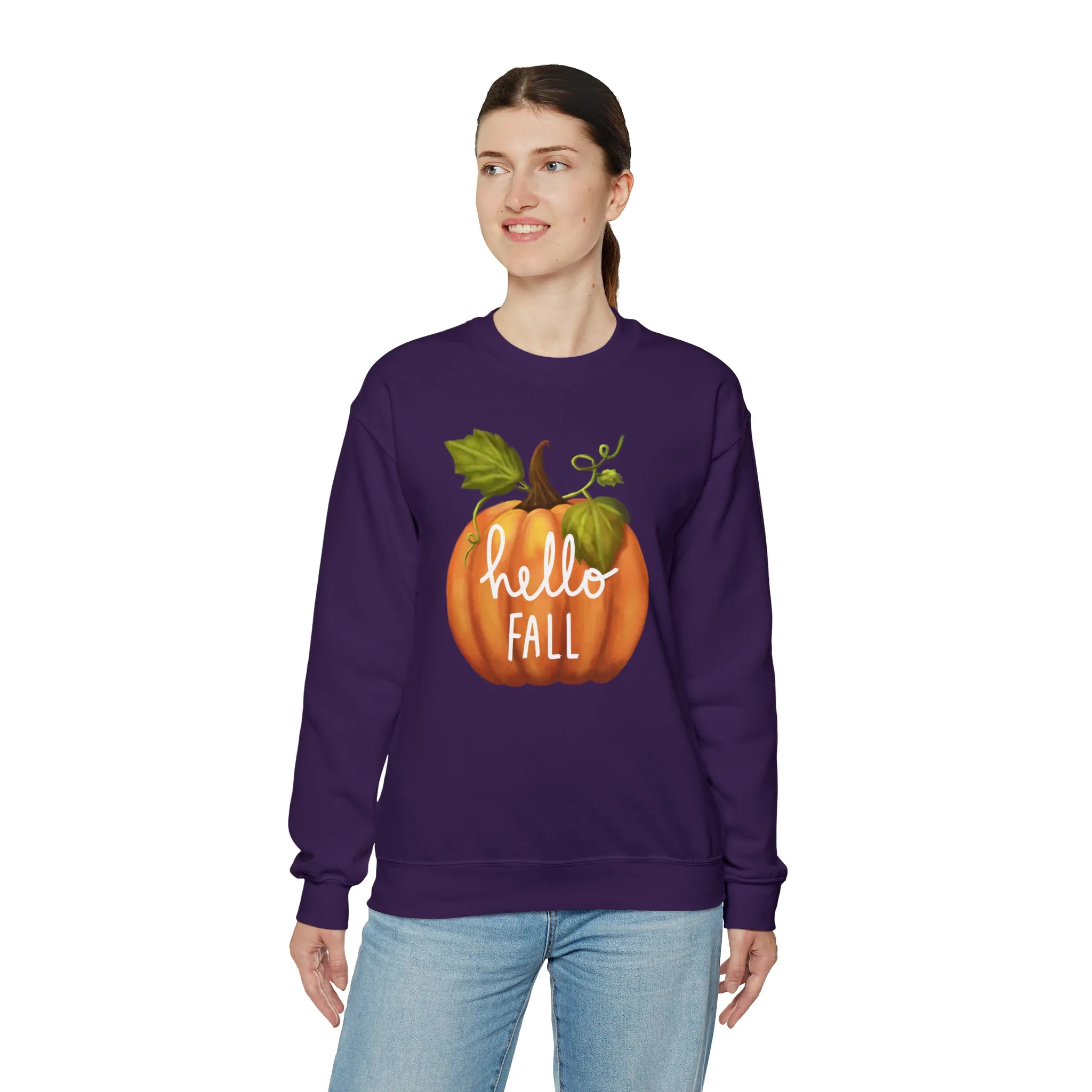 Hello Fall Sweatshirt, Autumn Pumpkin Shirt , Happy Pumpkin Sweatshirt, Womens Fall Season Shirt, Fall Unisex Heavy Blend