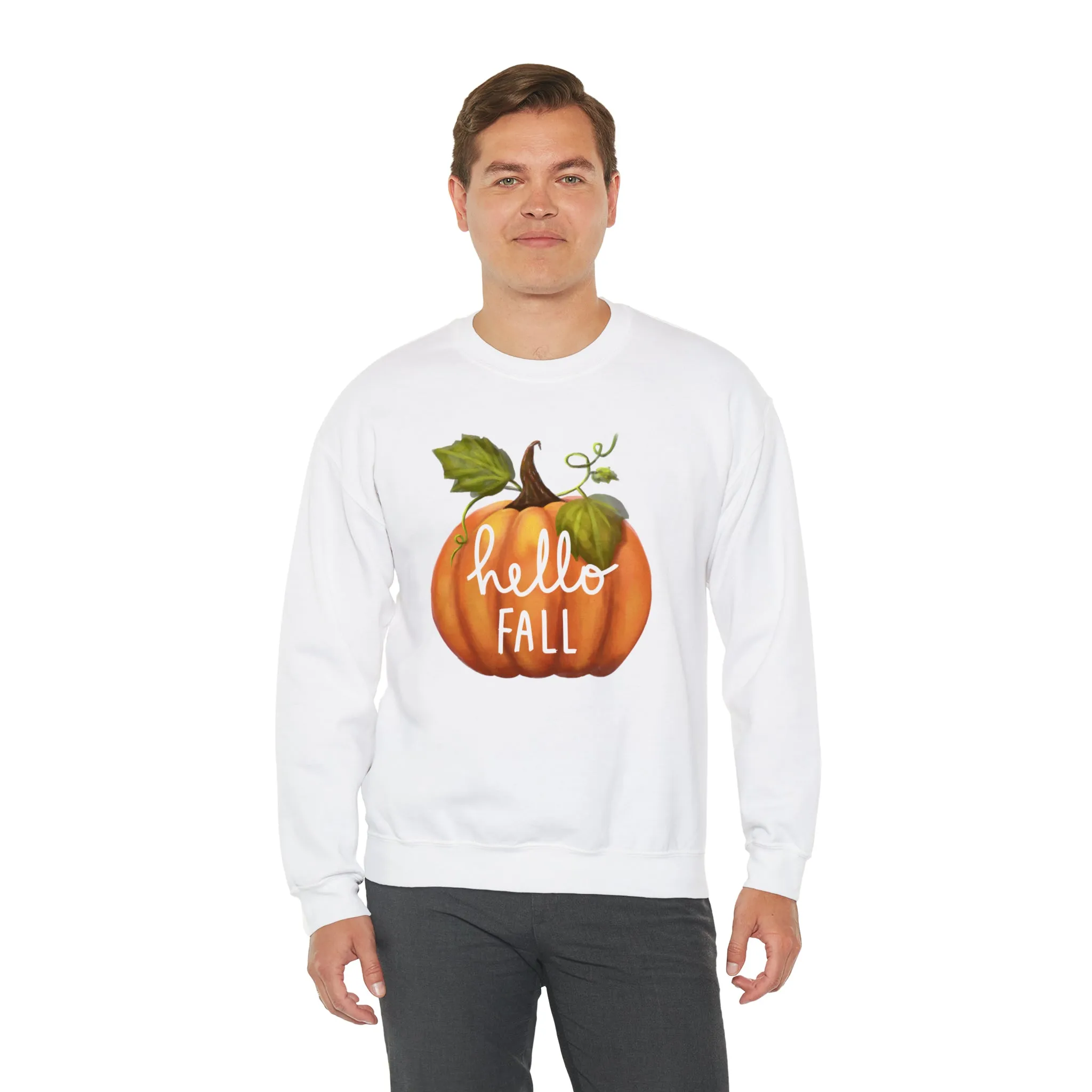 Hello Fall Sweatshirt, Autumn Pumpkin Shirt , Happy Pumpkin Sweatshirt, Womens Fall Season Shirt, Fall Unisex Heavy Blend