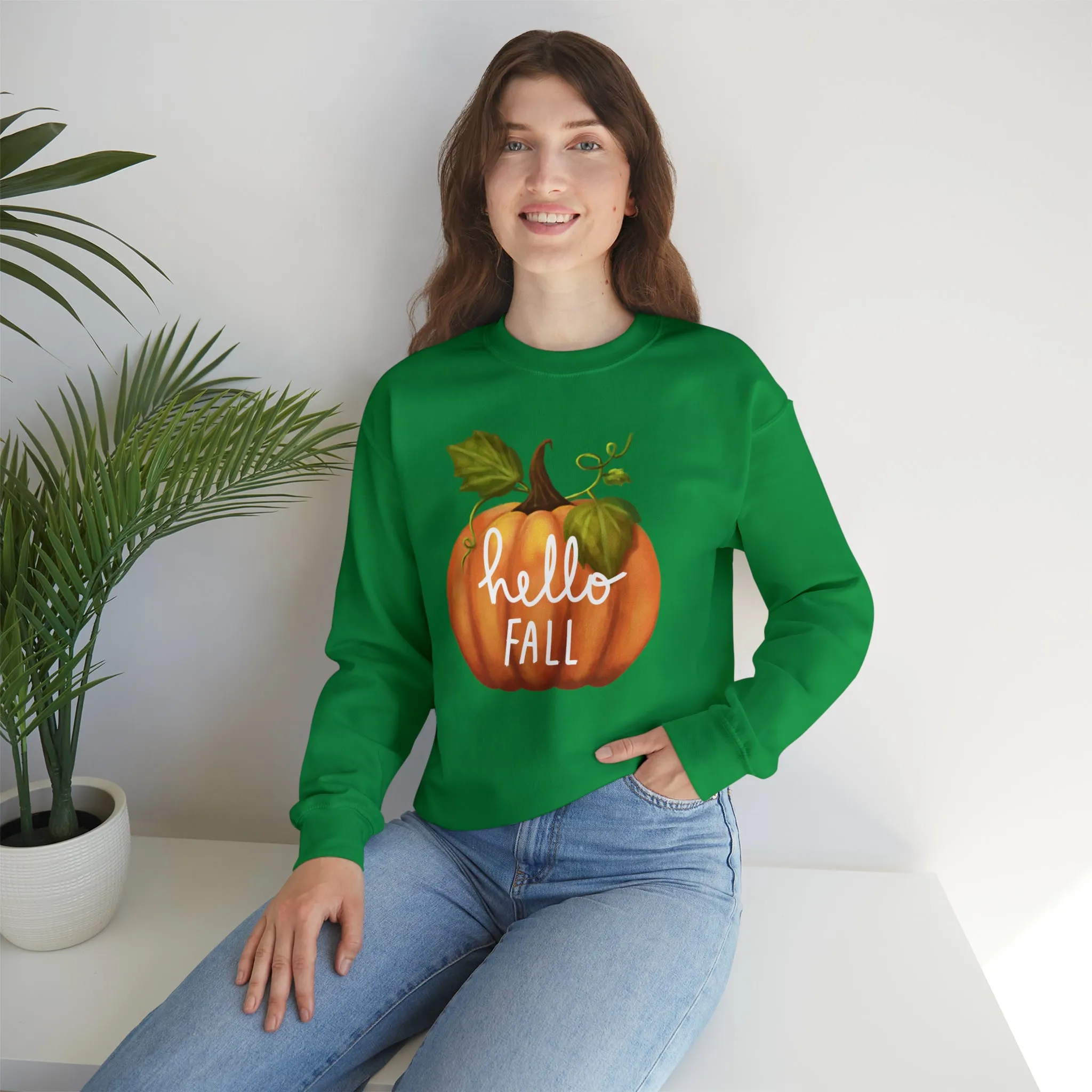 Hello Fall Sweatshirt, Autumn Pumpkin Shirt , Happy Pumpkin Sweatshirt, Womens Fall Season Shirt, Fall Unisex Heavy Blend
