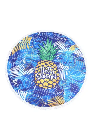 HELLO SUMMER PINEAPPLE MICROFIBER TAPESTRY BEACH TOWEL