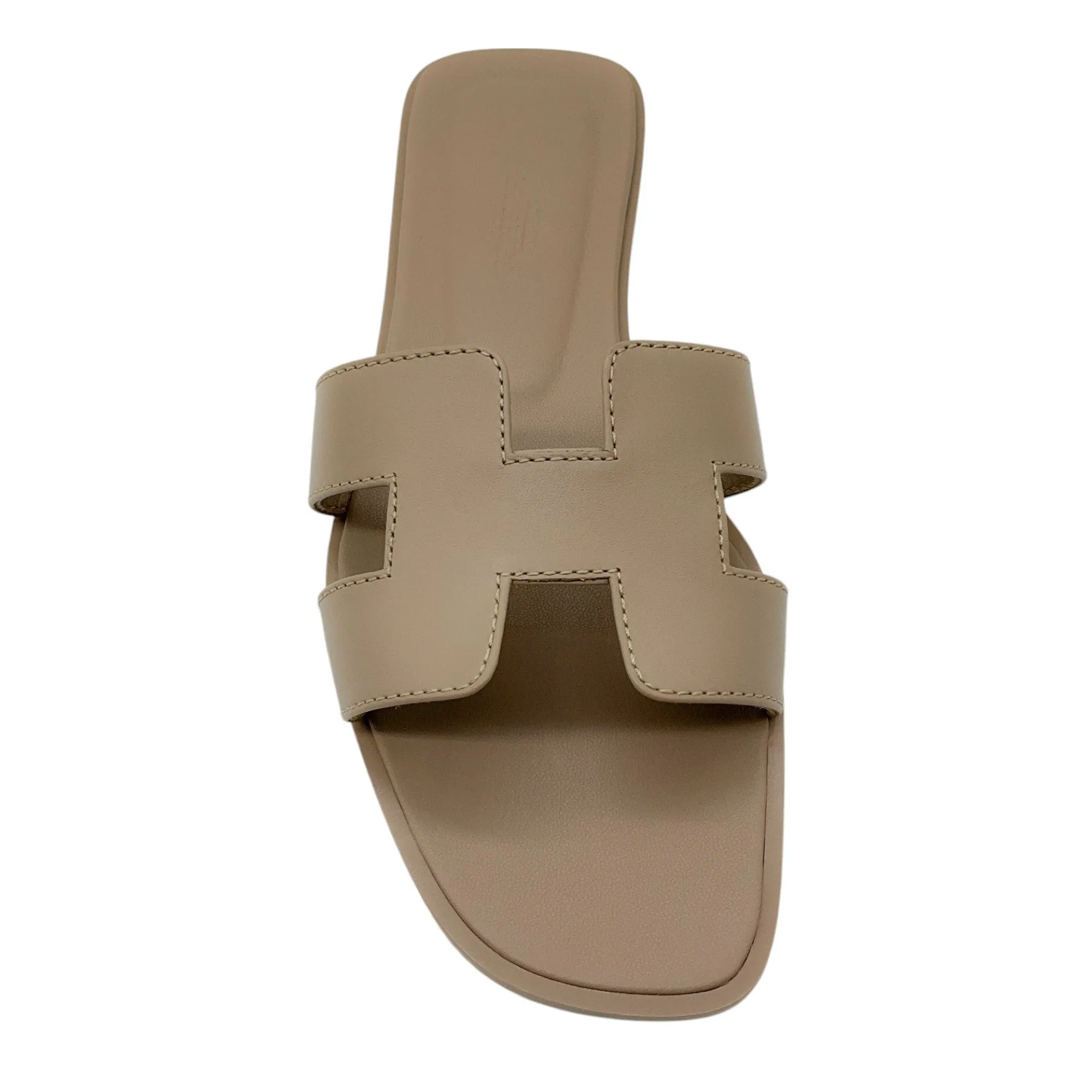 Hermes Beige Mastic Box Calfskin Oran Sandals