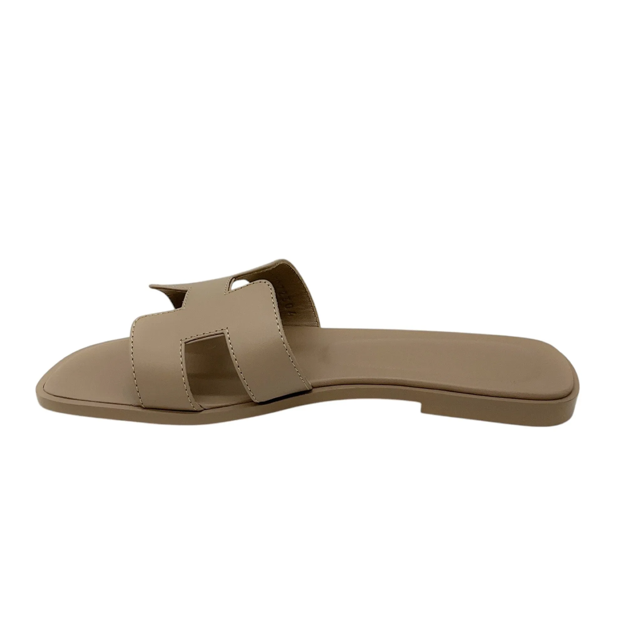 Hermes Beige Mastic Box Calfskin Oran Sandals