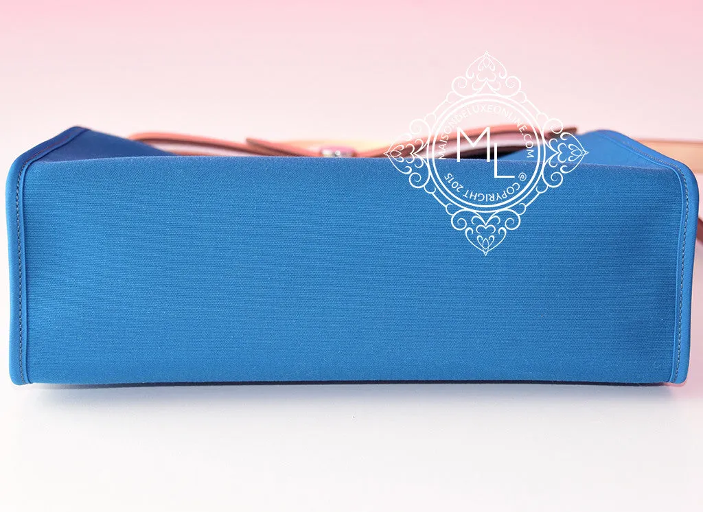 Hermes Blue Izmir Canvas Zip Herbag 31 Pm Handbag
