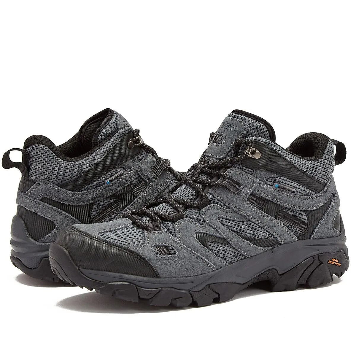 HI-TEC Ravus WP Mid Waterproof Hiking Boots for Men, Lightweight Breathable Outdoor Trekking Shoes - Dark Grey, 10.5 Medium