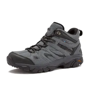 HI-TEC Ravus WP Mid Waterproof Hiking Boots for Men, Lightweight Breathable Outdoor Trekking Shoes - Dark Grey, 10.5 Medium