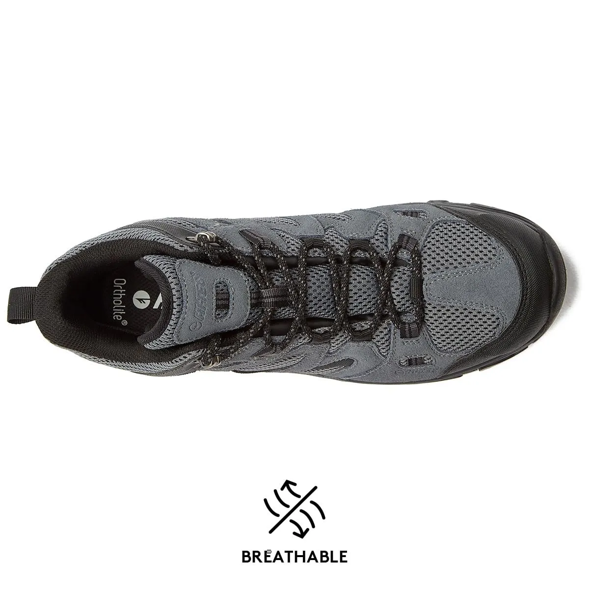 HI-TEC Ravus WP Mid Waterproof Hiking Boots for Men, Lightweight Breathable Outdoor Trekking Shoes - Dark Grey, 10.5 Medium