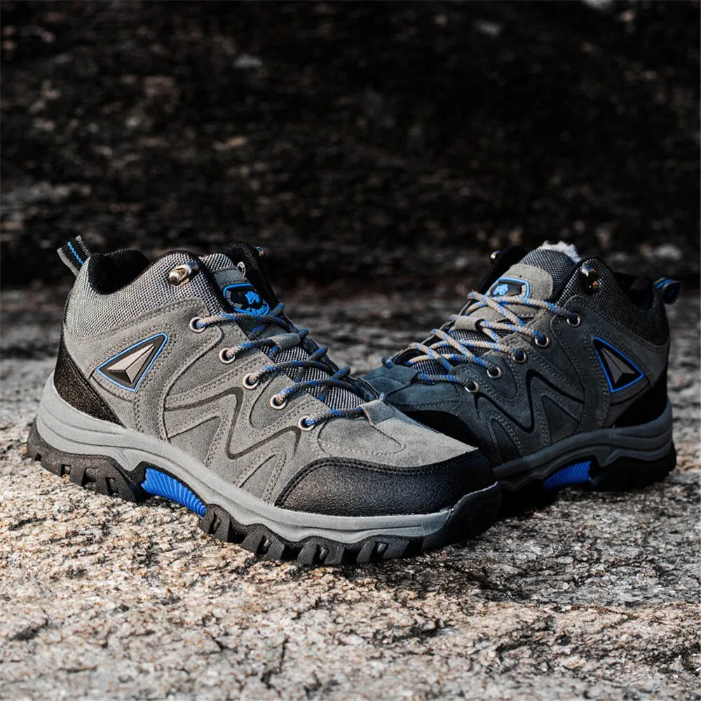 Hiking Shoes Men Winter Fur Sneakers Men Waterproof Shoes for Outdoor Trekking Boots Breathable Mountain Trail Shoes