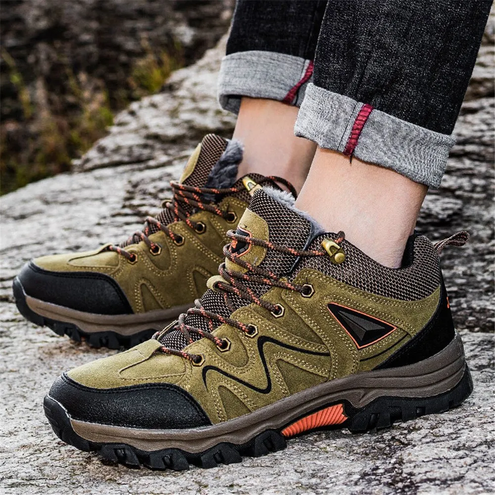 Hiking Shoes Men Winter Fur Sneakers Men Waterproof Shoes for Outdoor Trekking Boots Breathable Mountain Trail Shoes