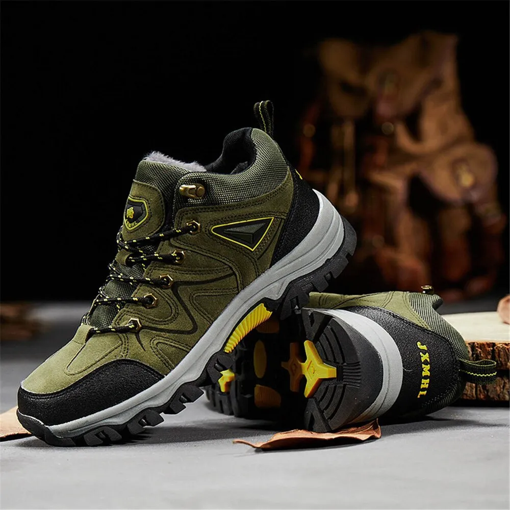 Hiking Shoes Men Winter Fur Sneakers Men Waterproof Shoes for Outdoor Trekking Boots Breathable Mountain Trail Shoes