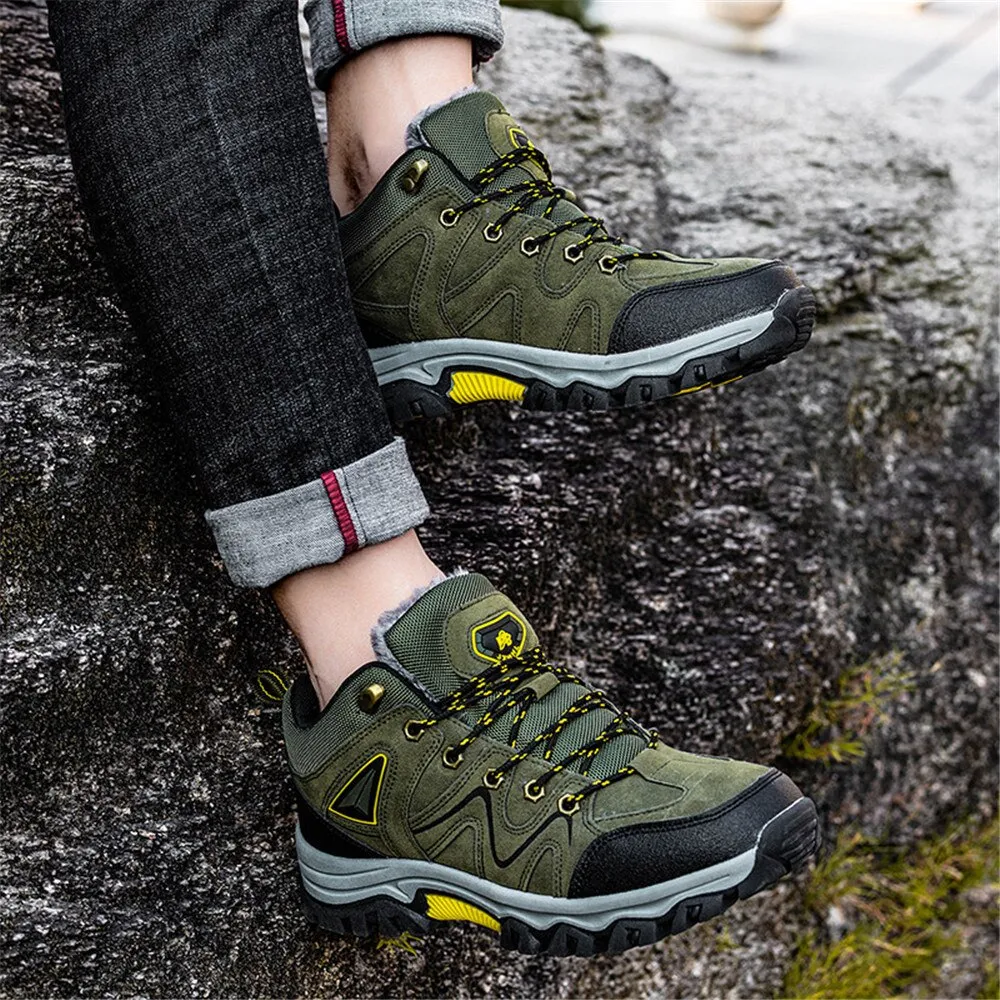 Hiking Shoes Men Winter Fur Sneakers Men Waterproof Shoes for Outdoor Trekking Boots Breathable Mountain Trail Shoes