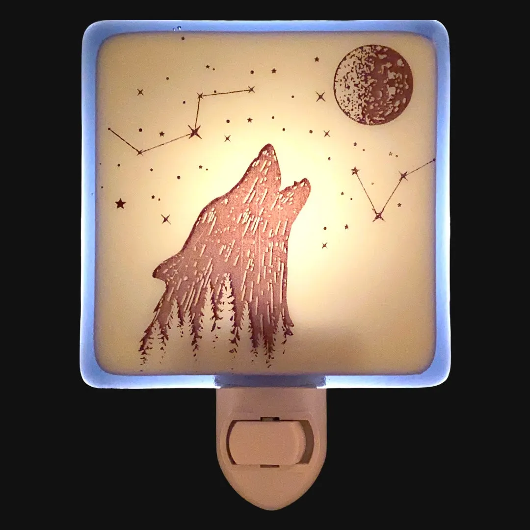 Howling Wolf Boho Celestial Night Light