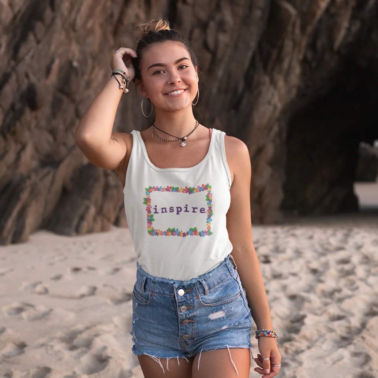 inspire Spring Flowers Women's Racerback Tank