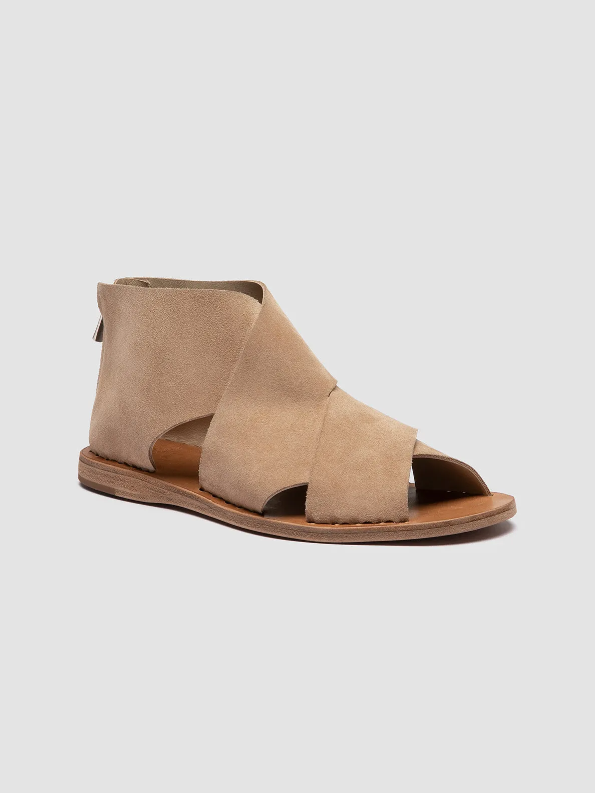 ITACA 052 - Sandali a Punta Aperta in Pelle Scamosciata Beige