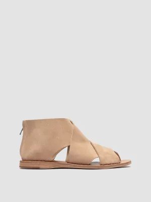 ITACA 052 - Sandali a Punta Aperta in Pelle Scamosciata Beige