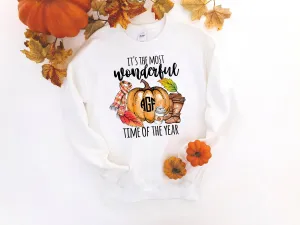It's The Most Wonderful Time of The Year Monogram Pumpkin Shirt