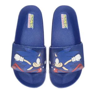 Josmo Sonic the Hedgehog Slides - kids boys Summer water pool shoes Beach Open Toe Outdoor Slip-on Character Sandals (sizes 11-5 Little Kid/Big Kid)