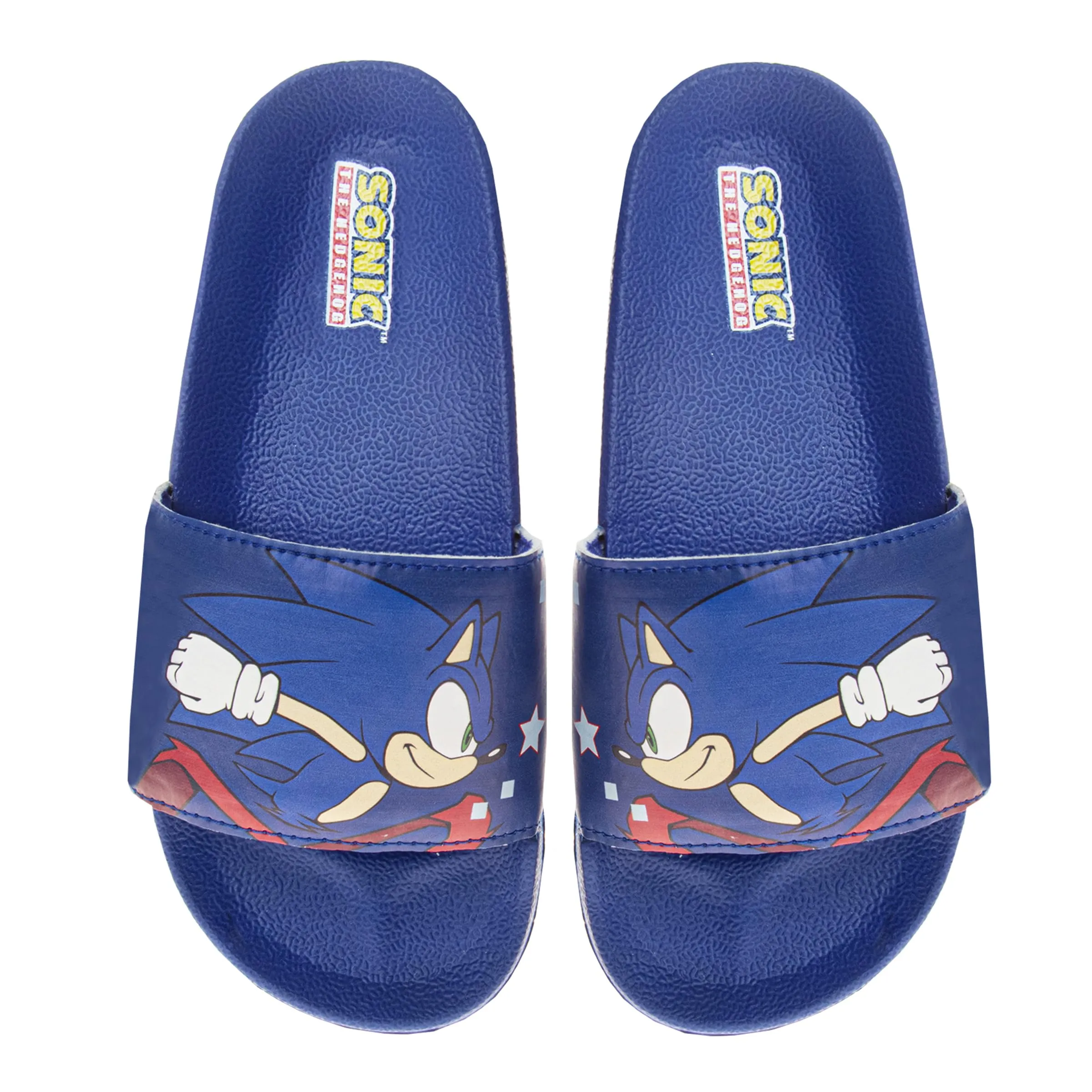 Josmo Sonic the Hedgehog Slides - kids boys Summer water pool shoes Beach Open Toe Outdoor Slip-on Character Sandals (sizes 11-5 Little Kid/Big Kid)