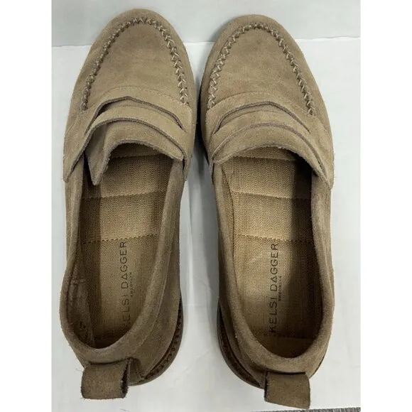 Kelsi Dagger Anthropologie Brooklyn Lens Hickory Suede Loafer Leather Shoes 8.5