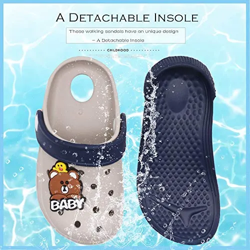 Kids Classic Cute Cartoon Lightweight Sandals (Grey Bear)