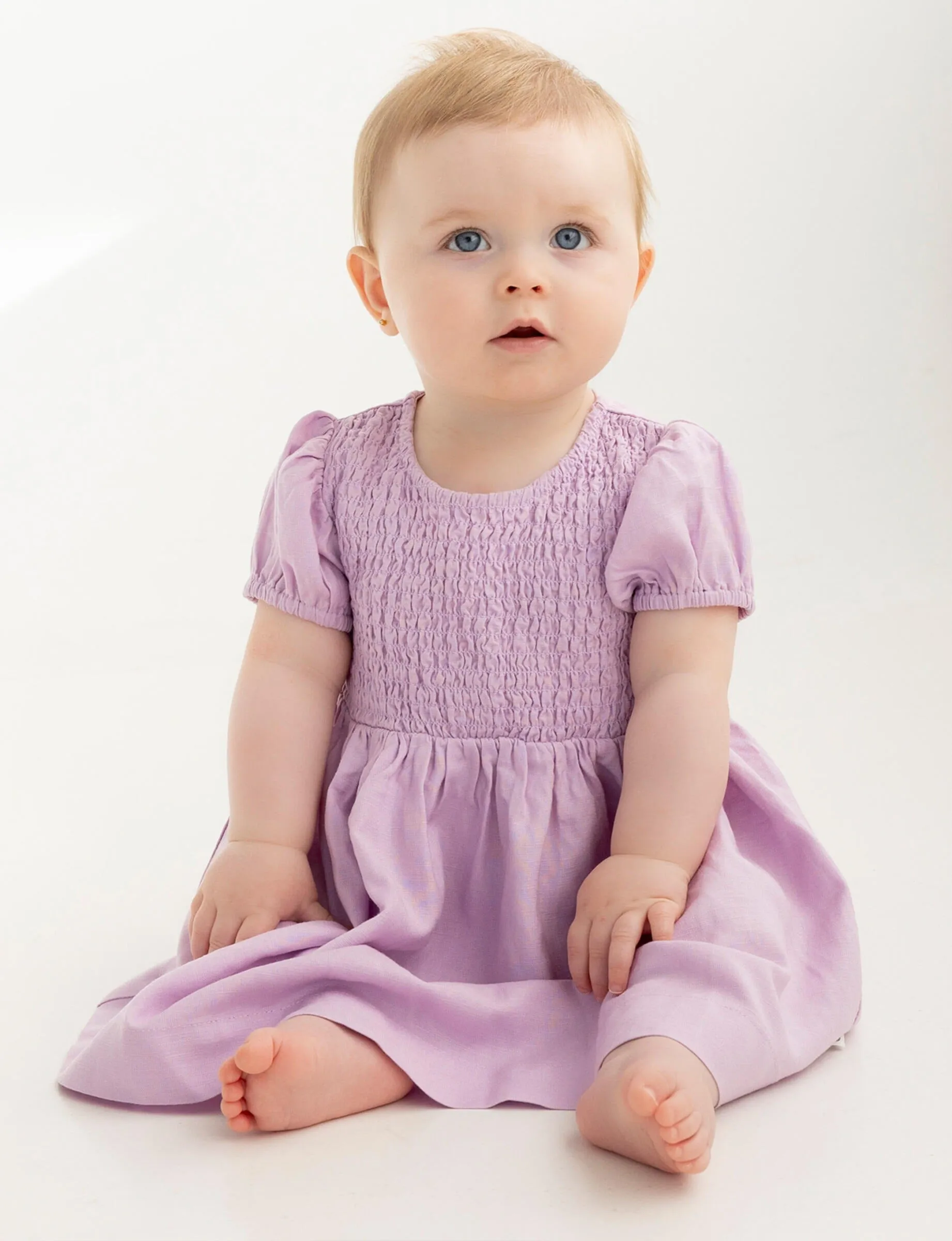 KYND BABY SHORT SLEEVE LINEN DRESS - ORCHID