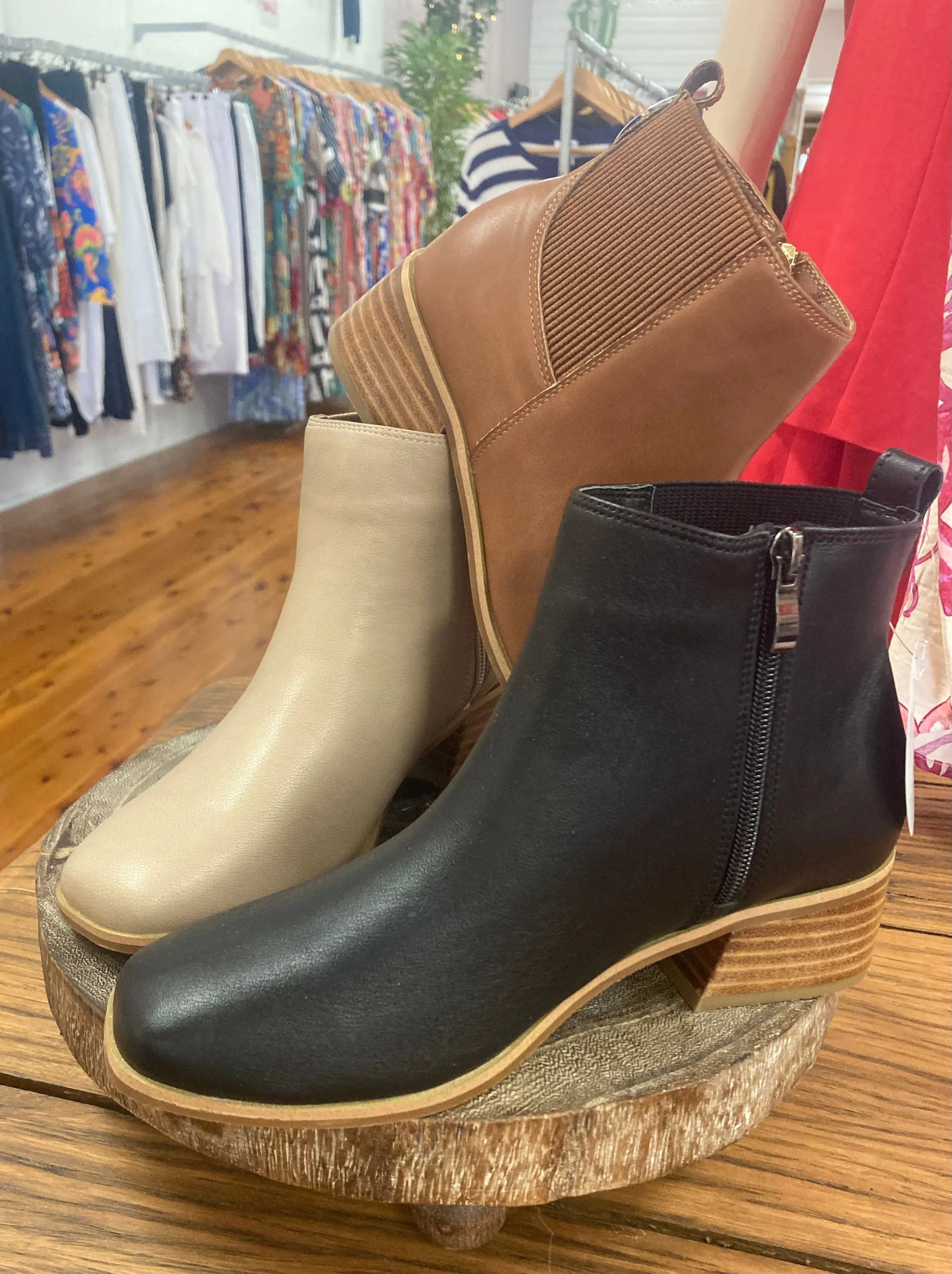 Layla Leather Ankle Boot - Black   Latte   Tan - Bay Lane