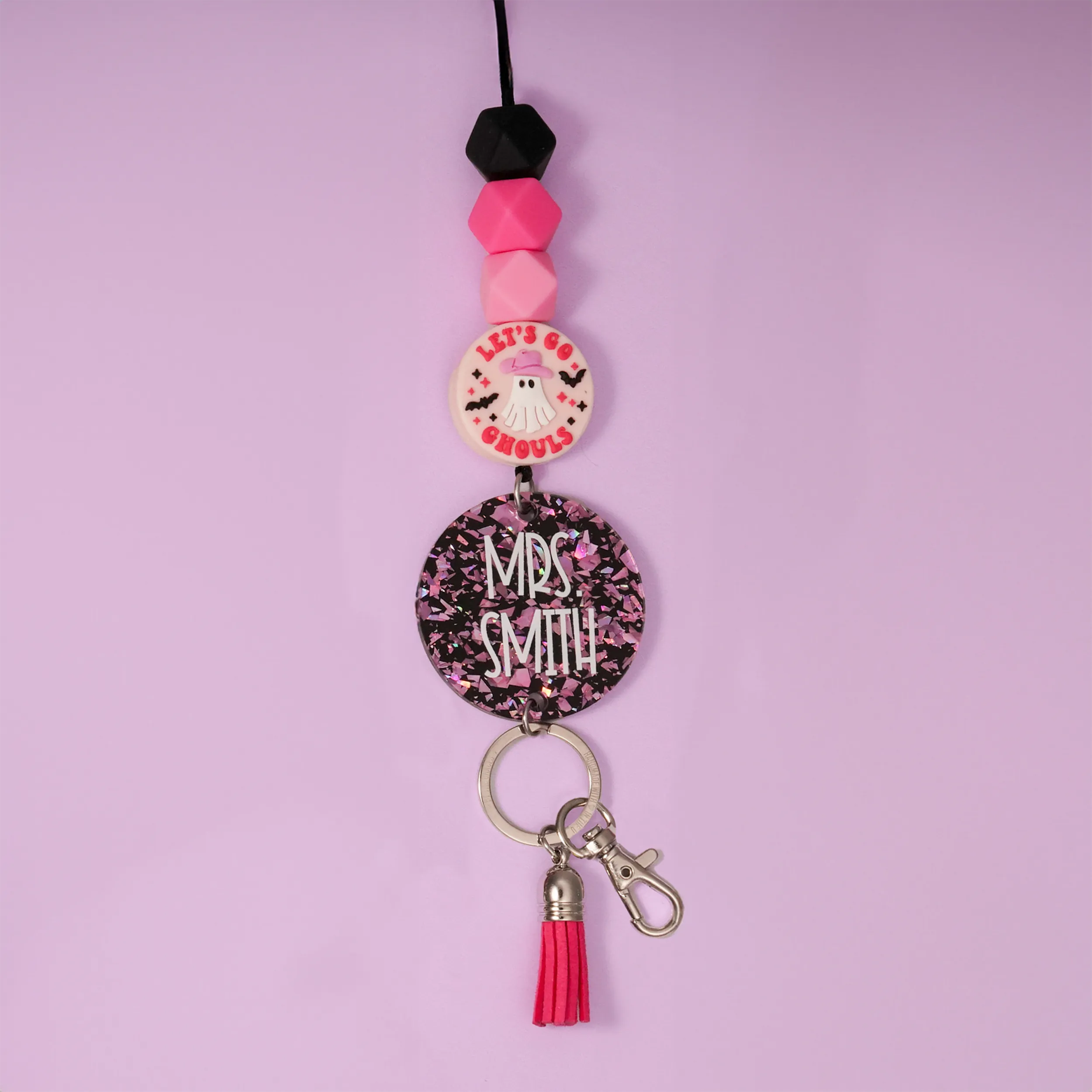 Lets Go Ghouls Glitter Acrylic Lanyard