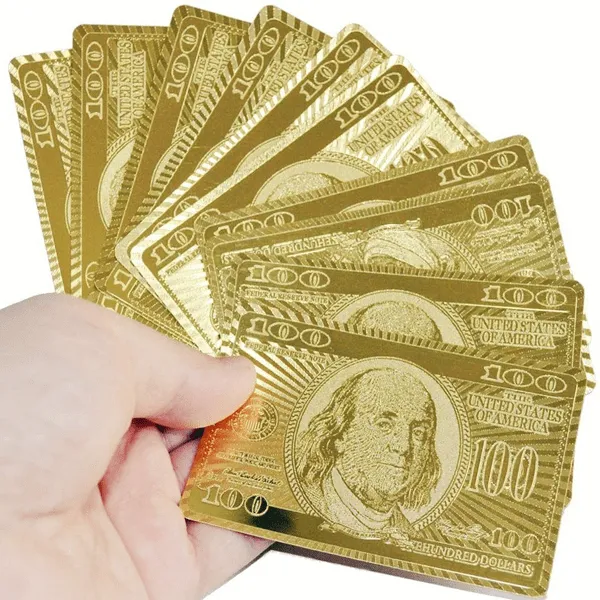 Luxe 24-Karat Gold Foil American Money Playing Cards