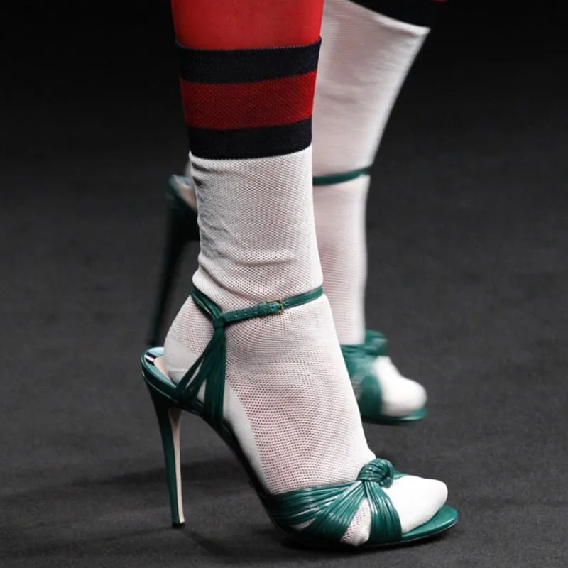 Luxury Brand Runway Show Women Summer Sandals Whole Genuine Leather Sexy Thin High Heels Women Shoes Woman 34-43