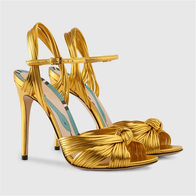 Luxury Brand Runway Show Women Summer Sandals Whole Genuine Leather Sexy Thin High Heels Women Shoes Woman 34-43