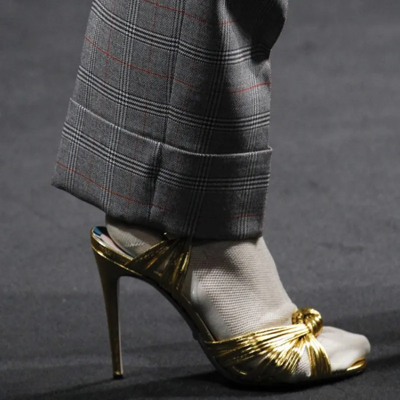 Luxury Brand Runway Show Women Summer Sandals Whole Genuine Leather Sexy Thin High Heels Women Shoes Woman 34-43
