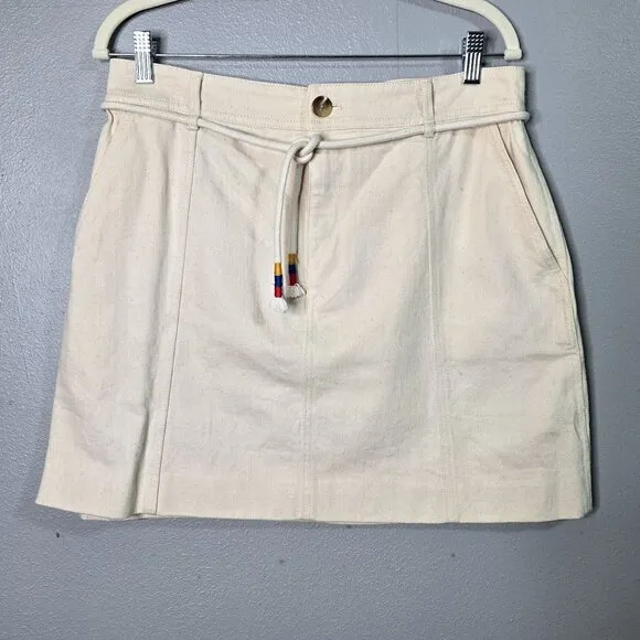 Madewell Womens Sz 10 Capital A-Line Skirt in Cloud Lining Ivory Cream Belted