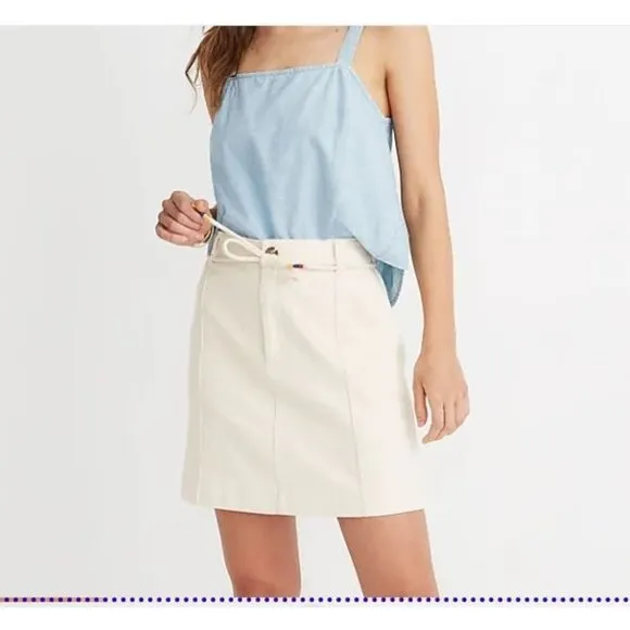 Madewell Womens Sz 10 Capital A-Line Skirt in Cloud Lining Ivory Cream Belted