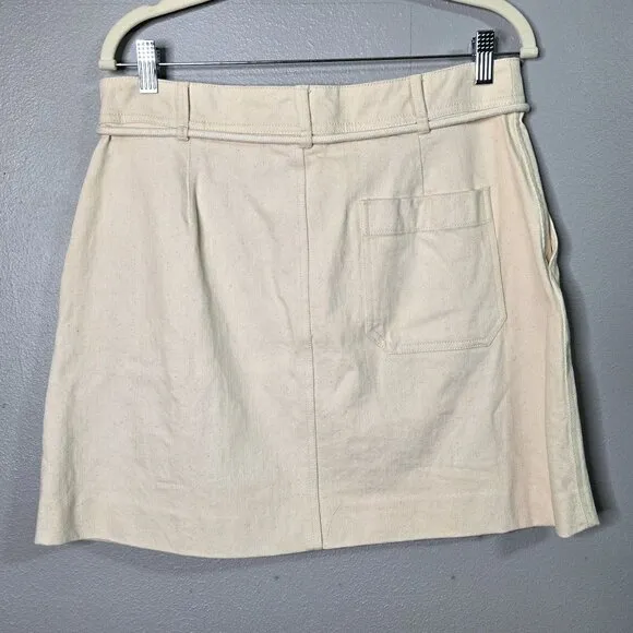 Madewell Womens Sz 10 Capital A-Line Skirt in Cloud Lining Ivory Cream Belted
