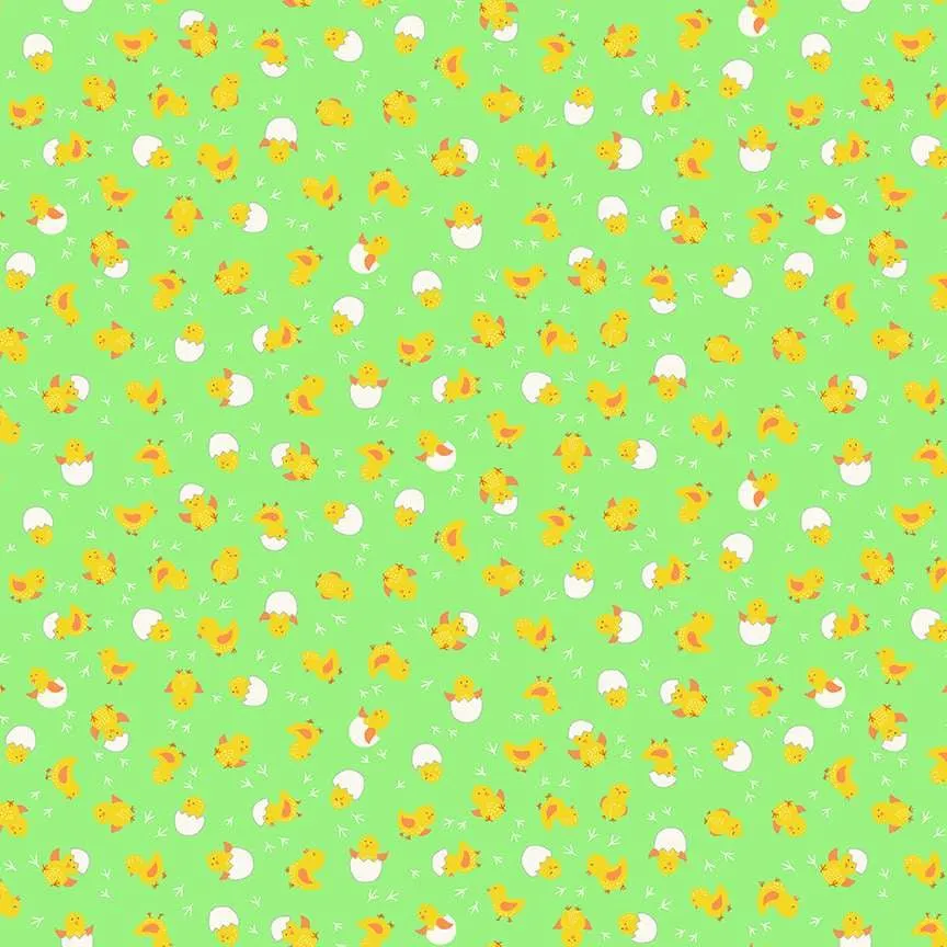 Makower Hello Spring | Cheerful Chicks | Green