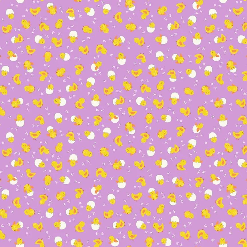 Makower Hello Spring | Cheerful Chicks | Lilac