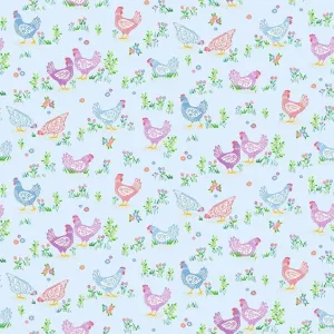 Makower Hello Spring | Happy Hens | Blue