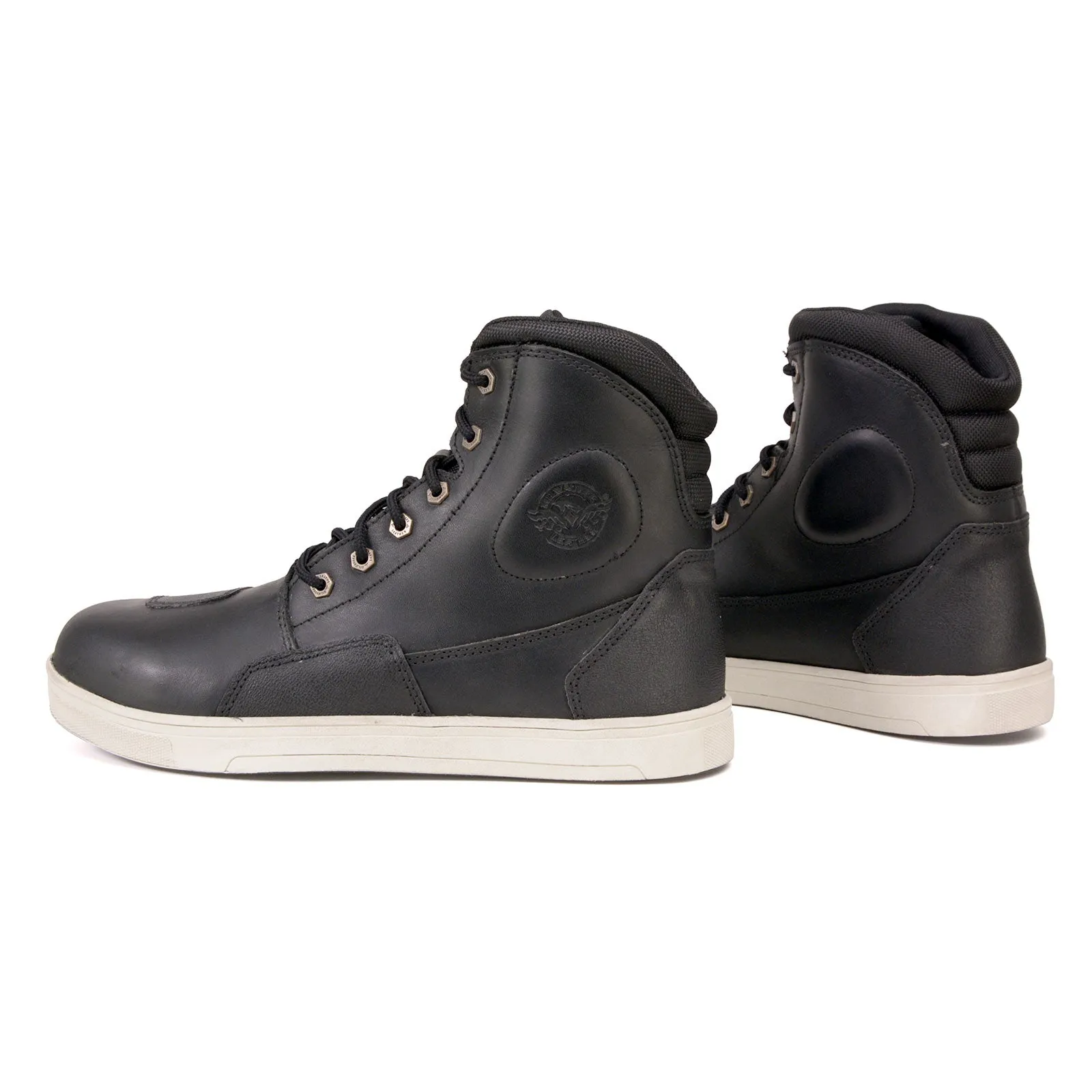 MBM9002 Men's Black and White Reinforced Street Riding Shoes with Ankle Support