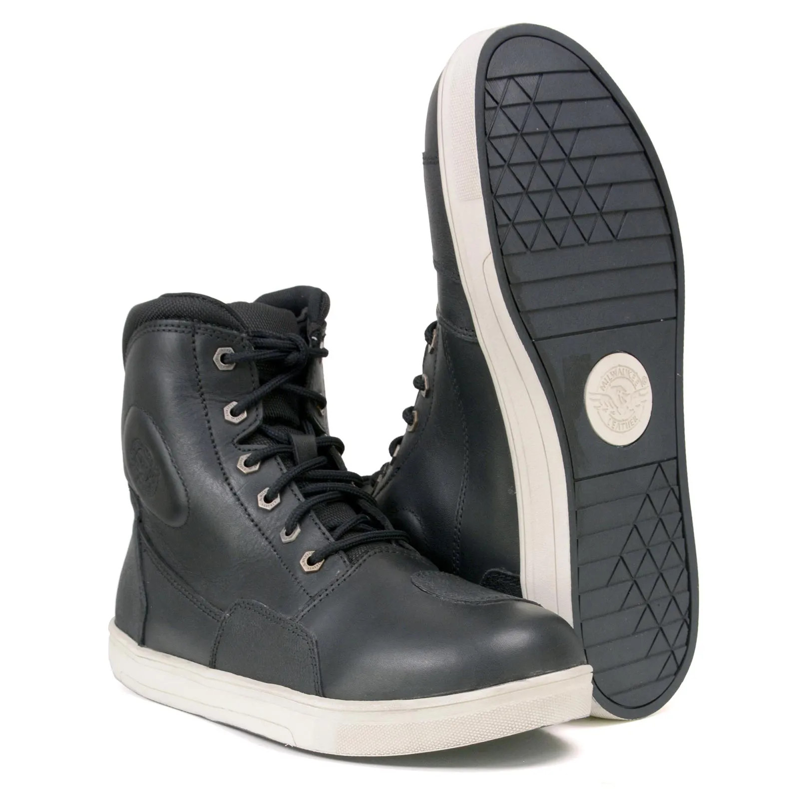 MBM9002 Men's Black and White Reinforced Street Riding Shoes with Ankle Support
