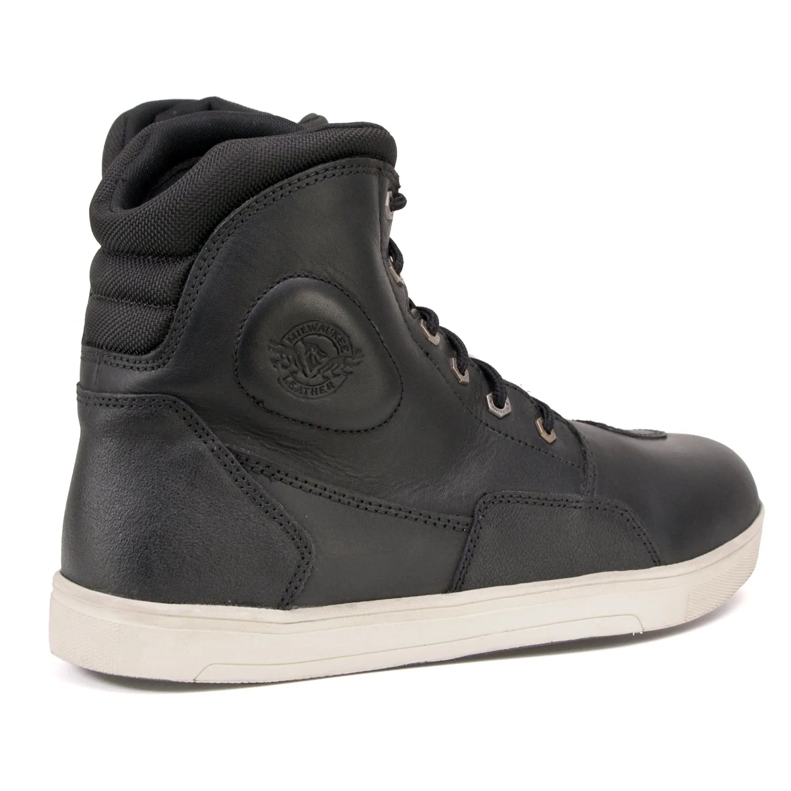MBM9002 Men's Black and White Reinforced Street Riding Shoes with Ankle Support