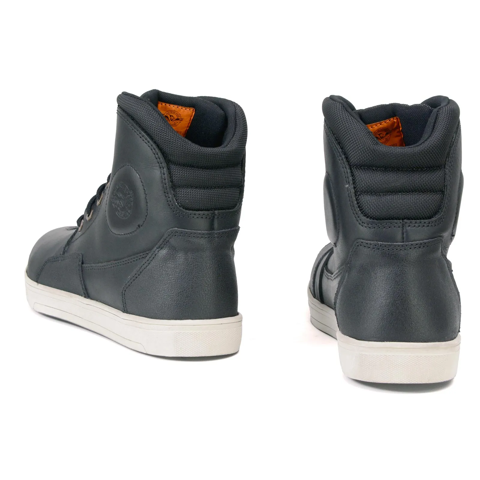 MBM9002 Men's Black and White Reinforced Street Riding Shoes with Ankle Support