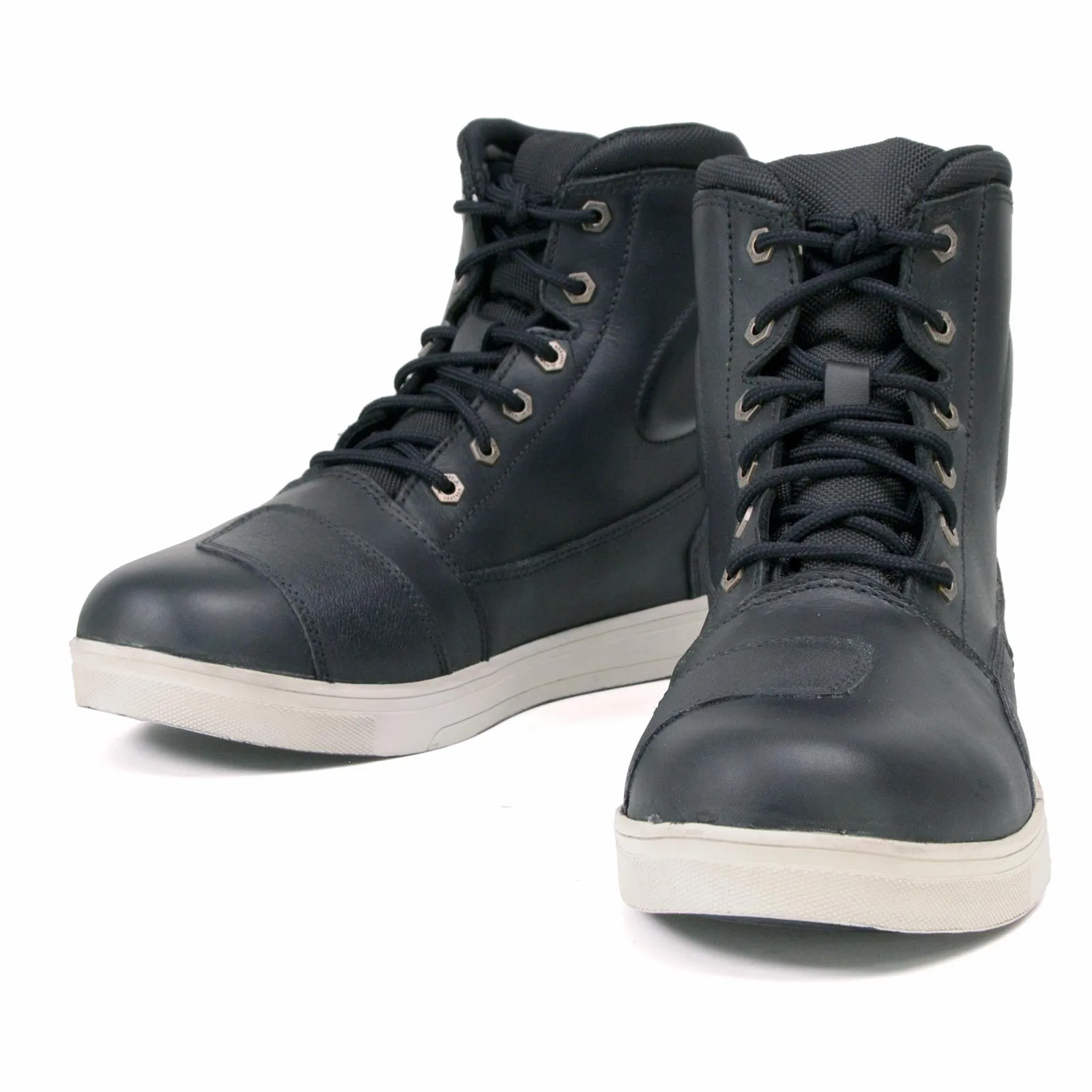MBM9002 Men's Black and White Reinforced Street Riding Shoes with Ankle Support