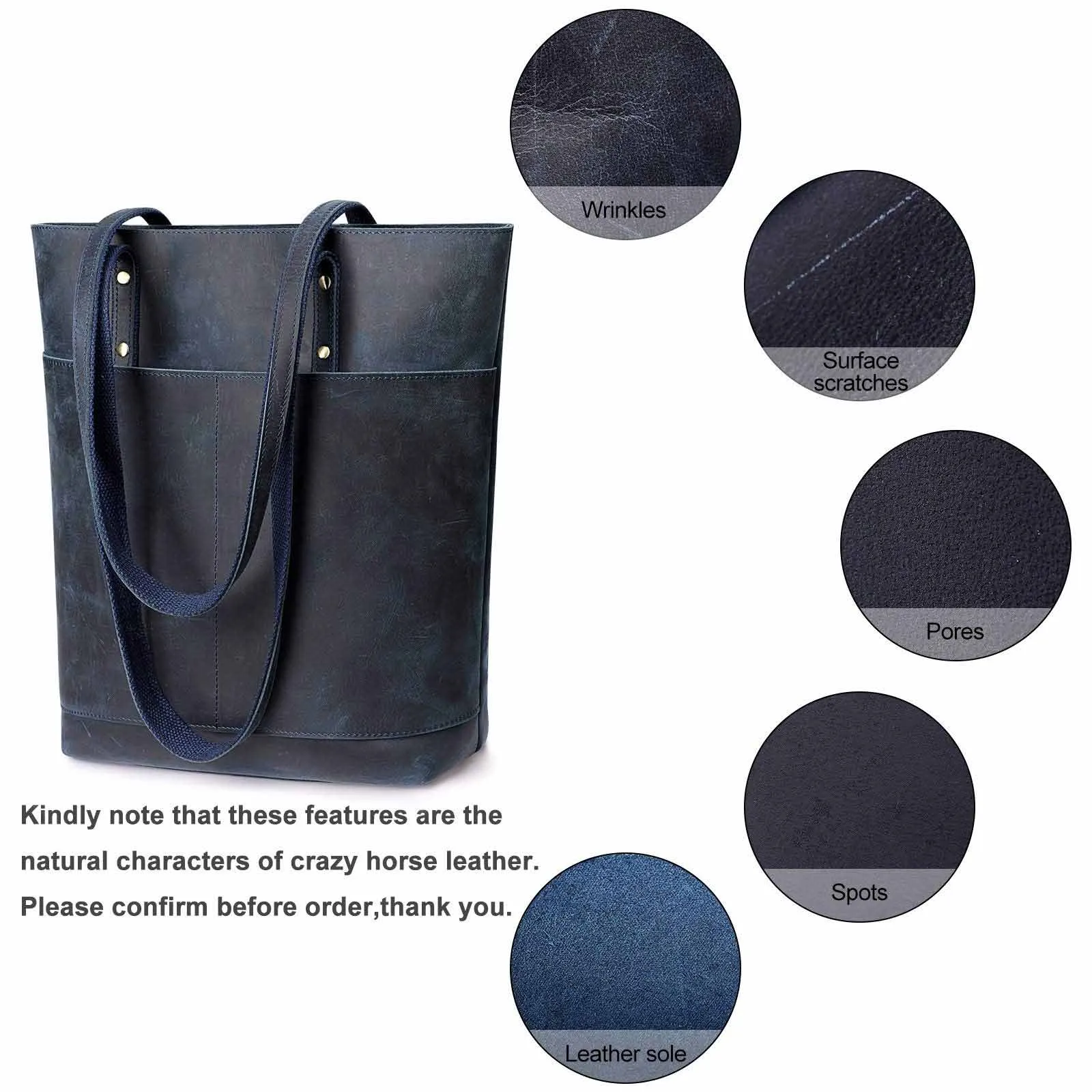 Medium Leather Tote With Big Front Pocket