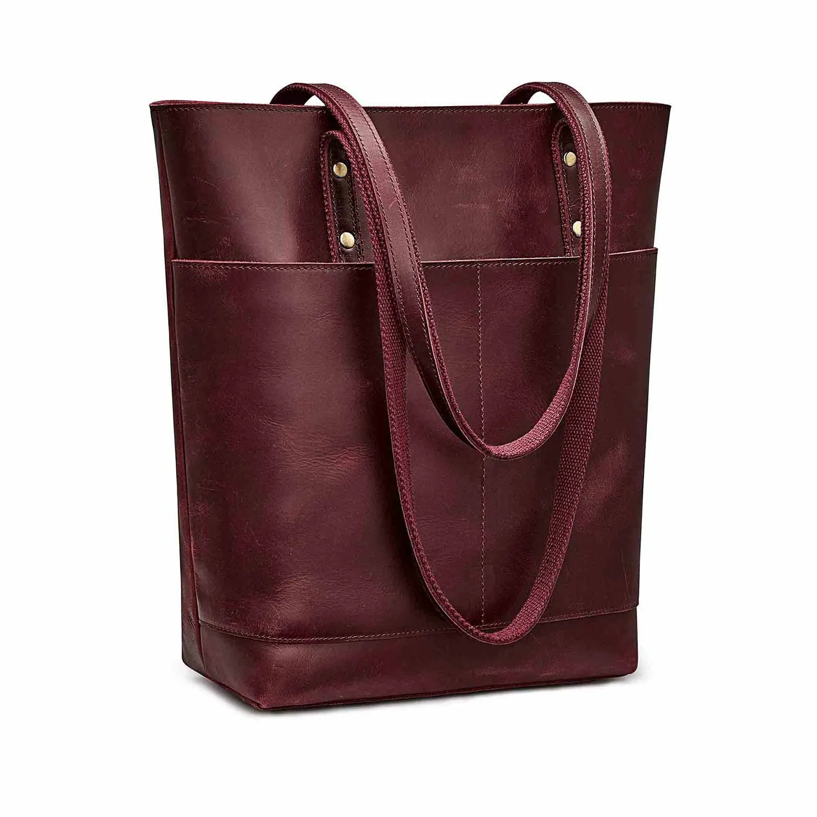 Medium Leather Tote With Big Front Pocket