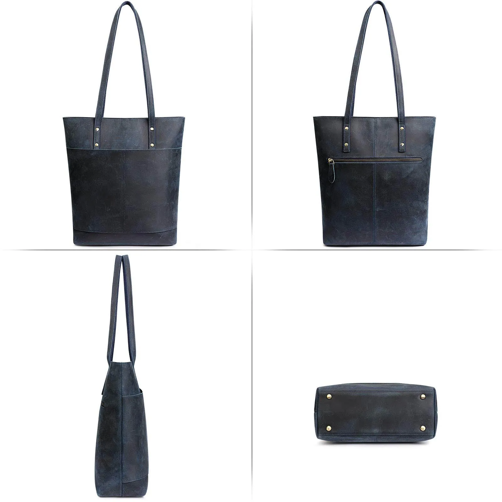 Medium Leather Tote With Big Front Pocket